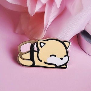 Shiba Inu Enamel Pin, cute shiba inu pin, kawaii shiba inu pin, dog enamel pin, sushi pins, animal pins, food pins | salmon sushi enamel pin