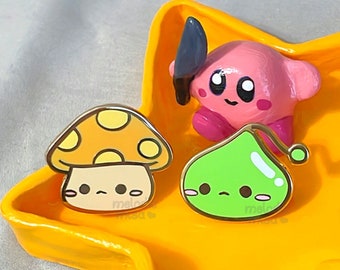 Mushroom enamel pin, Slime enamel pin, cute enamel pins, orange mushroom pin, orange mushroom keychain, slime keychain