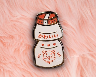 Cute Shiba Inu Yakult Gold Hard Enamel Pin