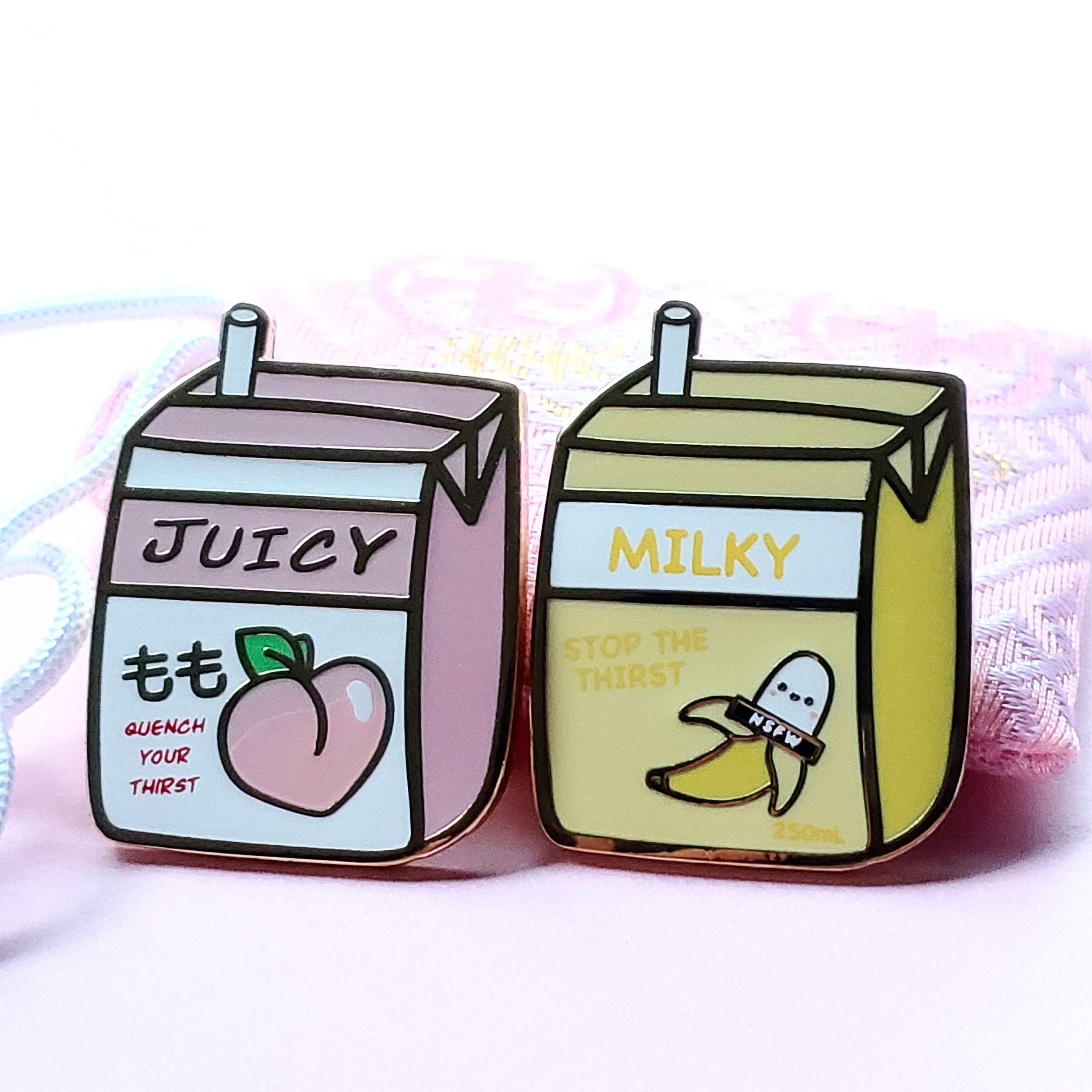 Cute Chibi Juicy Peach Juice Box & Milky Banana Drink Enamel Etsy Canada