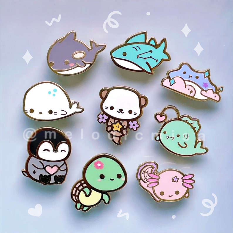 Cute Aquatic Animal Pins Sea/Ocean enamel pin kawaii pins Etsy