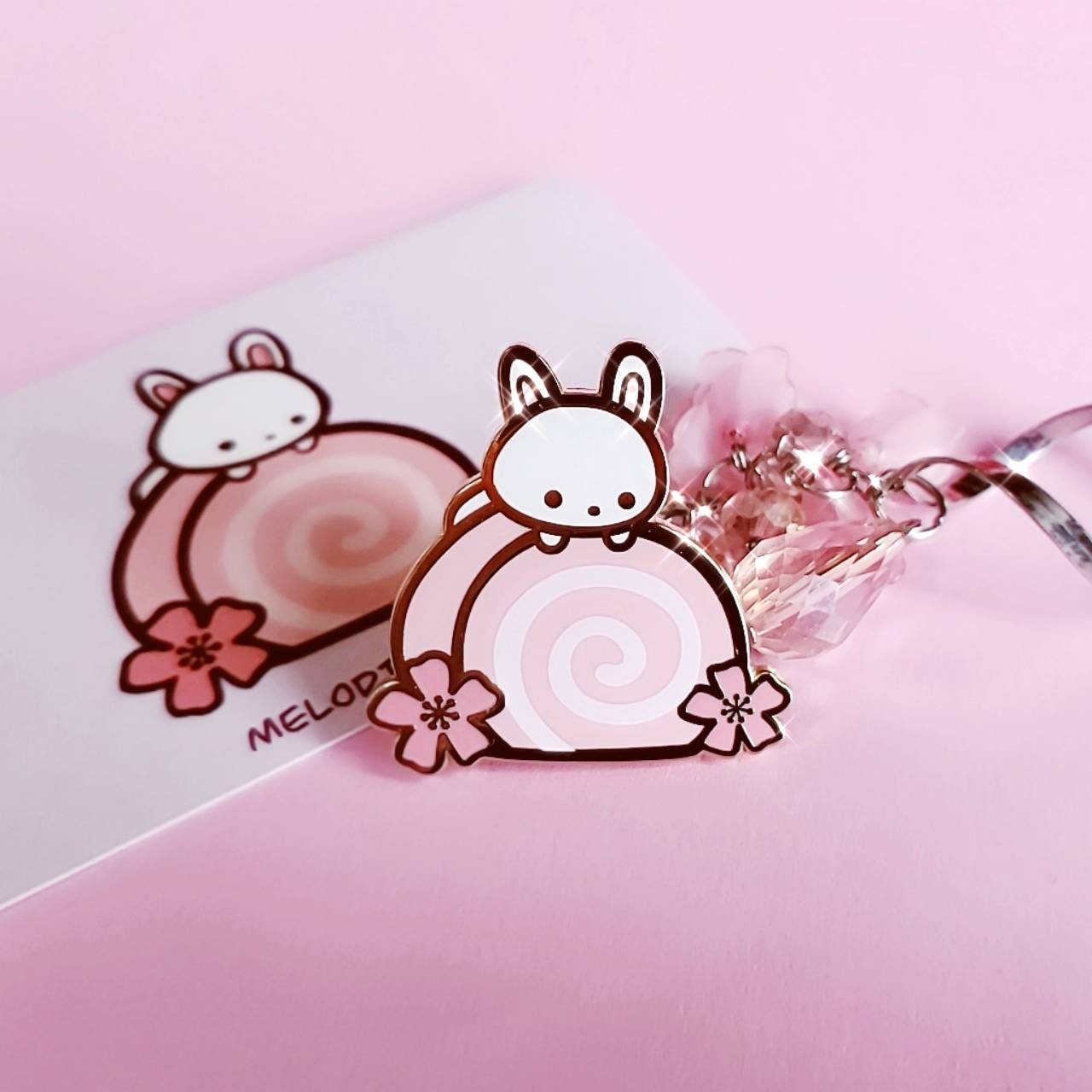 Cute Bunny on Swiss Roll Cake Enamel Pin Kawaii Cute Pink | Etsy
