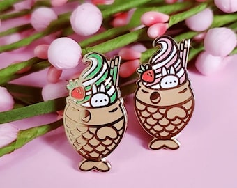 Bunny Taiyaki Asian Dessert Enamel Pin, Cute Bunny Taiyaki Hard Enamel Pin, Matcha Taiyaki Enamel Pin, Strawberry Taiyaki Pin, Food Pin