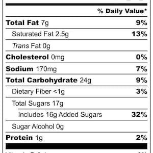 May include: Nutritional information for a black and white cookie, gluten-free, egg-free, dairy-free, vegan, nut-free, and oat-free. The serving size is 2 oz (56g), with 160 calories per serving. The label lists total fat, carbohydrates, sugars, and other nutritional data.