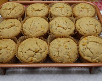 High Protein Corn Muffin, Mexican, Gluten Free, Sugar Free, Dairy Free, Vegan, Egg Free, Nut Free, Savory Cornbread, Jalapeno, Low Fat snack