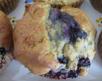 Blueberry Muffin, Gluten Free, Dairy Free, Egg Free, Vegan, No refined Sugar, Valentine's Brunch, Maple Sugar, Nut Free, Diet , Low Calories