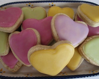Gluten Free Iced Heart Sugar Cookies, Vegan, School Safe, Dairy Free, Wedding dessert, Bridal, Engagement, Anniversary, Valentine's Day Gift