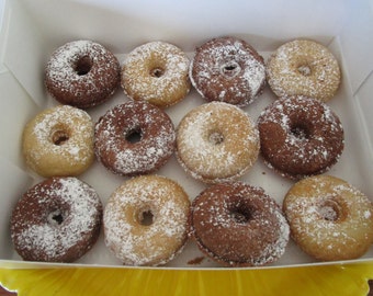 Mini Donut, Gluten Free, Dairy Free, Vegan, Egg Free, Vanilla, Chocolate, Powdered, Nut Free, School Safe, Low Calorie,Memorial Day, Low Fat