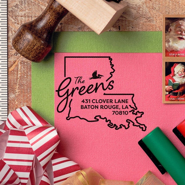 Louisiana State Address Stamp Etsy