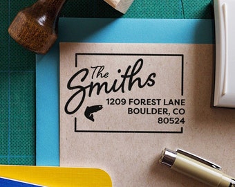 Colorado w/ Cutthroat Trout Return Address Stamp (Personalized, Custom, Housewarming Gift, Realtor Closing Gift, State Pride)