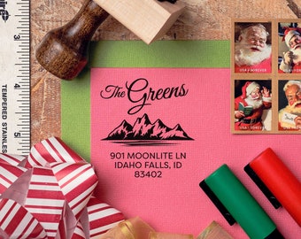 Idaho Mountains Return Address Stamp (Personalized, Custom, Housewarming Gift, Realtor Closing Gift, State Pride)