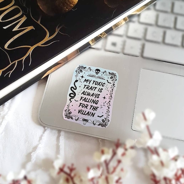 Villain holographic sticker // bookish gifts, fantasy books, laptop decal, witchy stickers, kindle decals, bookworm art