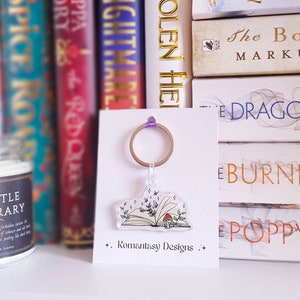 Cottagecore Book & Butterfly Keychain: Lilac Fantasy Keyring