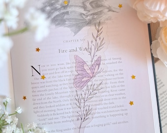 Butterfly and vines transparant bookmark, bookish gifts, fantasy books