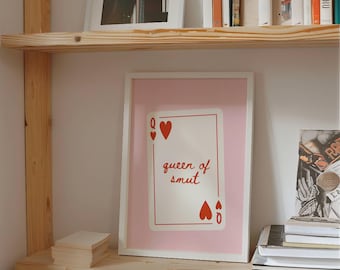 Lámina artística de la Reina del Obsceno: Regalo para amantes de los libros, decoración de biblioteca (descarga digital)