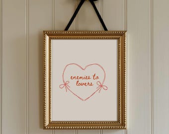 Enemies to Lovers Heart Art Print: Bookish Romance Decor (Digital Download)
