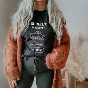 ACOTAR Suriel Tea Shop t-shirt, reader t-shirt, bookish gifts, bookish t-shirts, ACOTAR gifts, fantasy book t-shirt, SJM merch