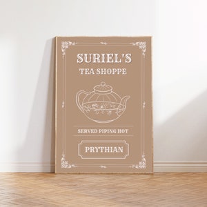 Suriel Tea Shop ACOTAR téléchargement numérique affiche sous licence officielle, cour de nuit, velaris, cadeaux livresques, cadeau amoureux des livres