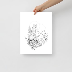 digital download archer and the fox dot work art print.