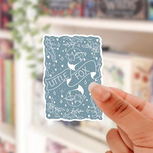 Little fox blue sticker, bookish gifts, book lover, fantasy books, laptop decal, bookish stickers