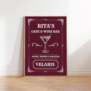 Rita&#39;s Café und Bar Veloris ACOTAR offiziell lizenzierter Kunstdruck, Nachtgericht