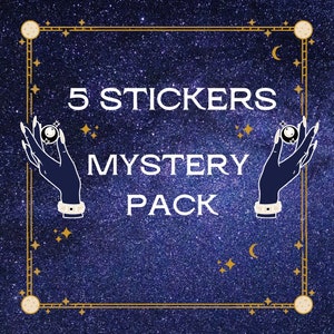 5 mystery sticker pack, blind back, lucky dip, witchy stickers, reader gifts, mystery box, grab pack, bundle, book lover gifts