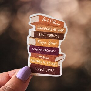 Book stack sticker | bookish gifts, book lover, fantasy books, book trope, laptop decal, bookish stickers, reader, bookworm