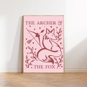 The archer and the fox print, wall art, bookish gifts, library decor, bookshelf decor, booktok gifts