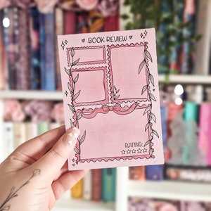 Boekrecensie 50 vel a6 notitieblok, roze boekrecensiedagboek, stationaire lezer, leesdagboek, leesgrage geschenken