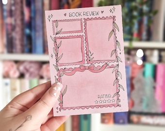 Pink Book Review Notepad: A6 Reader Journal, 50 Sheet