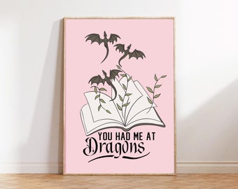 Dragons Poster: Bookish Library Decor