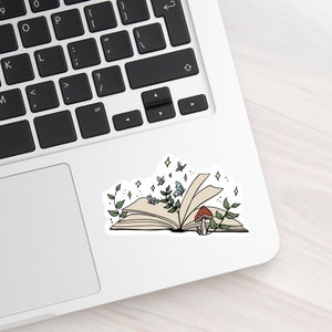 Buch und Schmetterlinge Aufkleber | Bücherwurm, Geschenke für Bücherliebende, Fantasy-Bücher, Buch Trope, Laptop Aufkleber, Bücherwurm, Bücherwurm