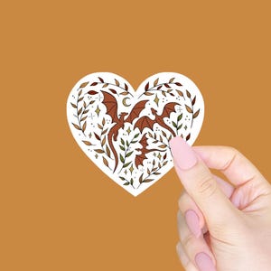 Pegatinas de corazón con dragones otoñales, pegatinas para amantes de los libros, libros de fantasía, regalos para amantes de los libros