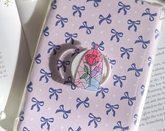 Enchanted rose acrylic kindle grip; heart shaped bookish phone grip