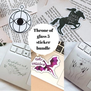 Trono di vetro 5 pacchetto di adesivi, regali libreschi, regali per gli amanti dei libri, merchandising SJM, set di adesivi TOG, decalcomania per laptop, pacchetto di adesivi, Manon Blackbeak