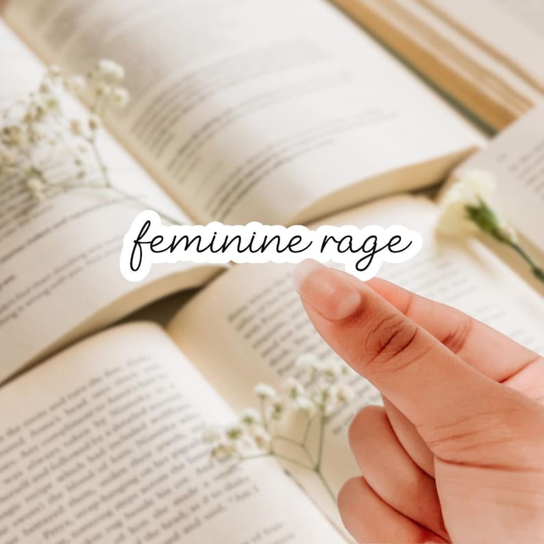 Klistermärke med feminint raseri: Boklig dekal för Kindle bild 1