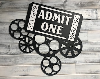 Home Theatre Sign / Wall Decor / Movie Sign (Design #1) - 34&quot; W x 34&quot; H