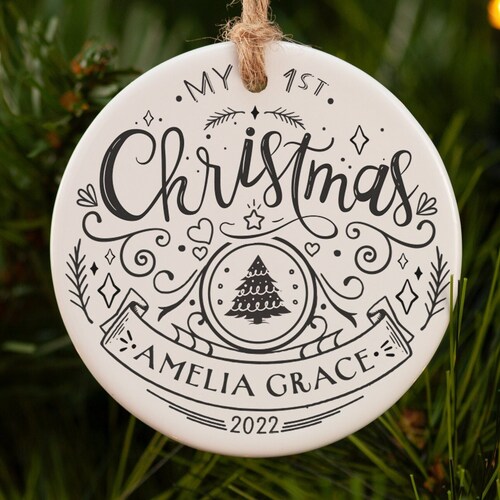 Baby Name Ornament Baby's First Christmas Ornament 2022 Etsy