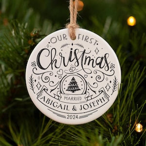 Our first Christmas ornament. First Christmas married. Newlywed Christmas ornament. Christmas decoration.