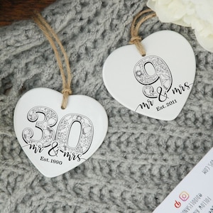 Keramik Herz zur Hochzeit, Hochzeitsgeschenk, Keramik Herz, mr und mrs Geschenk für Paare