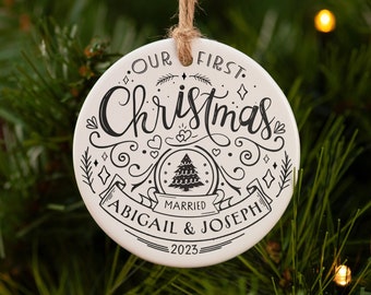 Our first Christmas ornament. First Christmas married. Newlywed Christmas ornament. Christmas decoration.