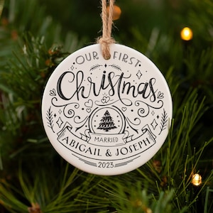 Our first Christmas ornament. First Christmas married. Newlywed Christmas ornament. Christmas decoration.