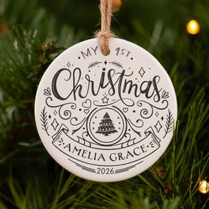 Baby first Christmas bauble. Baby girl first Christmas ornament. Babys first Christmas ornament personalized