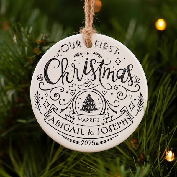 Our first Christmas ornament. First Christmas married. Newlywed Christmas ornament. Christmas decoration.