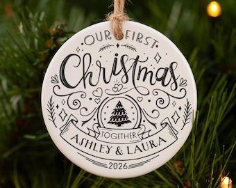 Our first Christmas together ornament. Engagement Christmas ornament. First Christmas engaged ornament. Christmas presents for boyfriend.