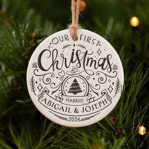 Our first Christmas ornament. First Christmas married. Newlywed Christmas ornament. Christmas decoration.