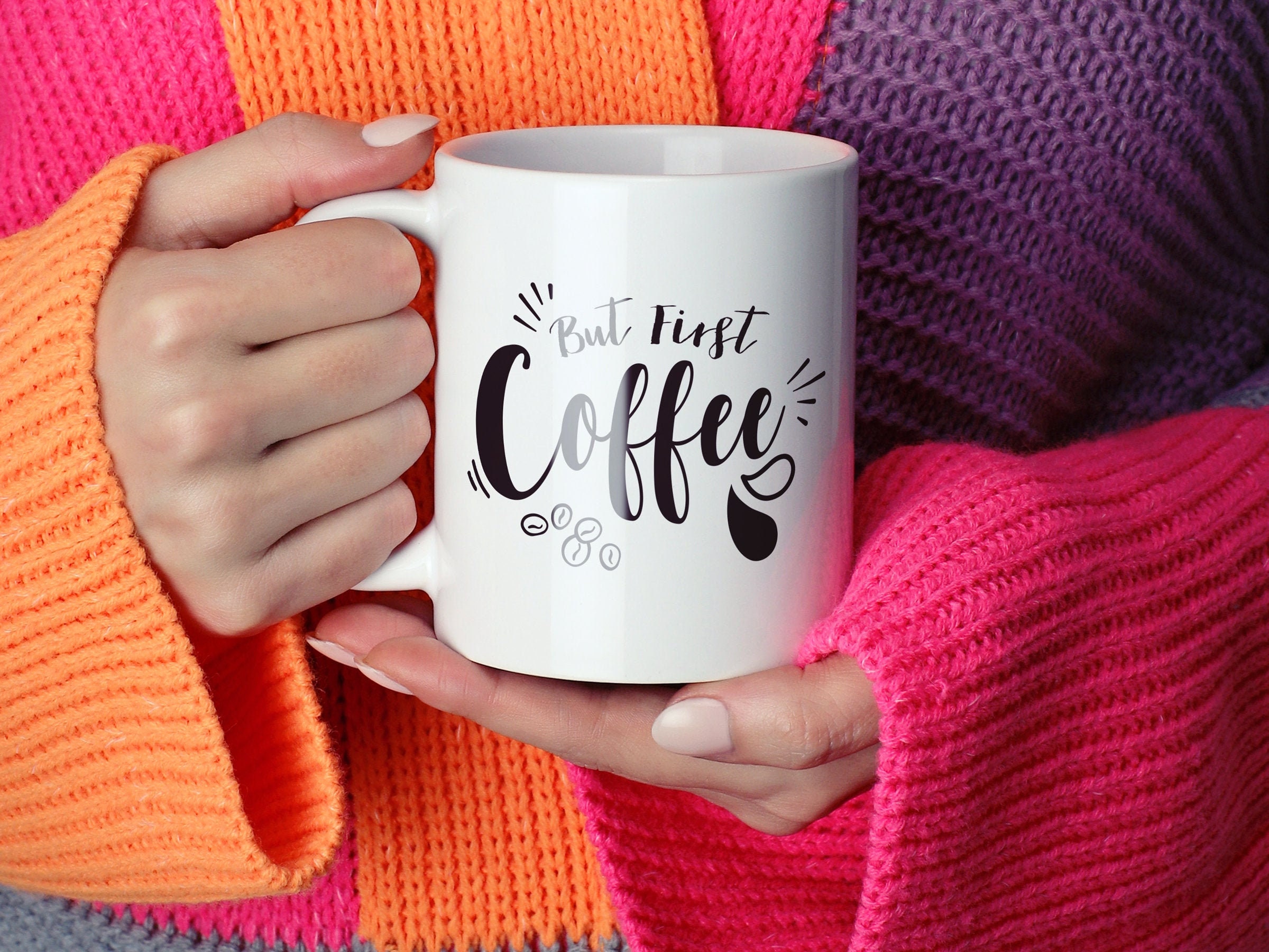 But First Coffee Mug. Work Mug With Coffee Doodle. Office Etsy