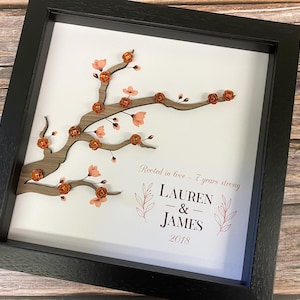 Personalized 7th Anniversary Copper Blossom Tree - Framed Gift