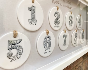 9th anniversary gift. Pottery anniversary. Framed and personalised 9 year anniversary gift for wife or husband