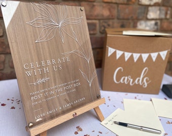 Wedding guest book sign, memory table sign, wood & clear acrylic with easel, welcome wedding sign, wedding receptions Celebrate With Us